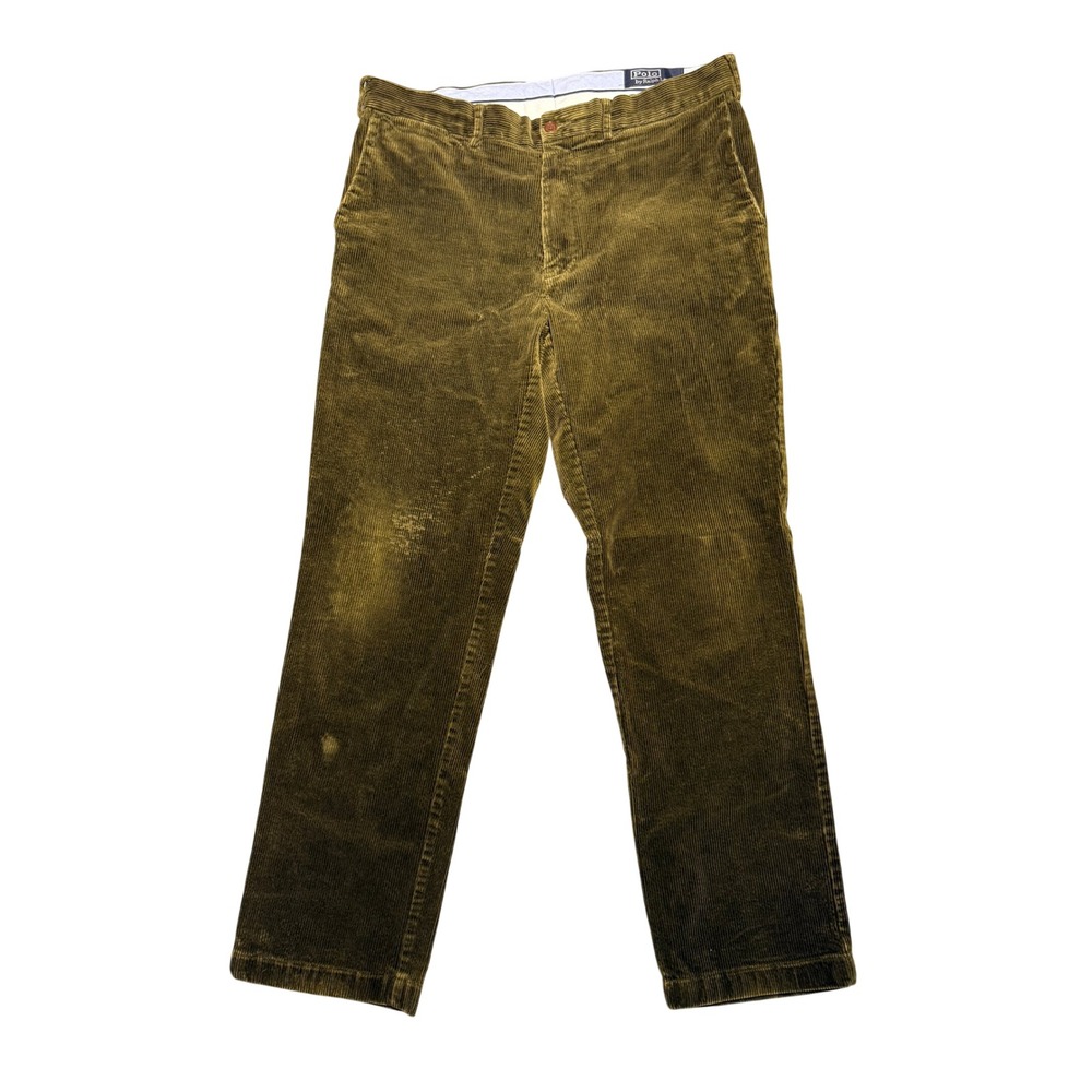 Vintage Polo Ralph Lauren Corduroy Pants Olive Green 33x29 Straight Leg
